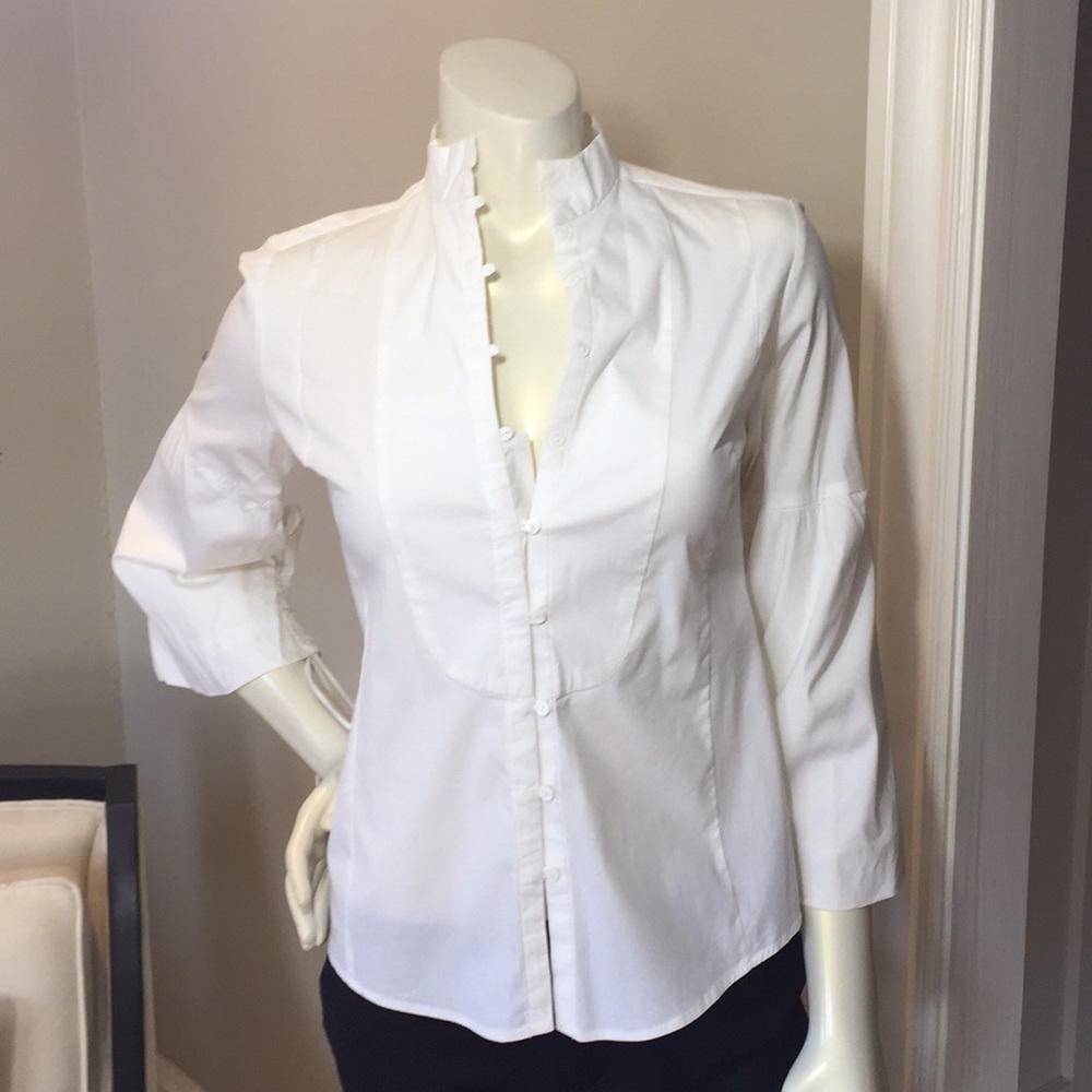 New!  White Zara Bell Sleeve Top From Paris